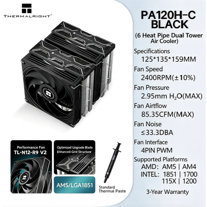Thermalright PA120H‑C BLACK Co - Cpu Heatsink avaliação e preço